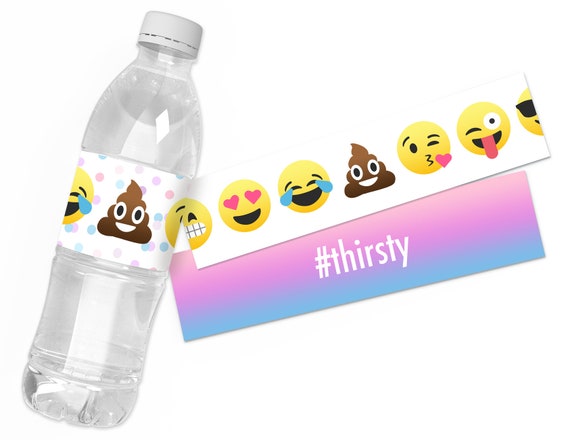 Printable Pastel Emoji Water Bottle Labels, Emoji Birthday Party ...