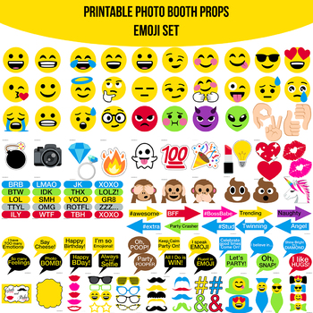 Instant Download Emoji Printable Photo Booth Prop Set