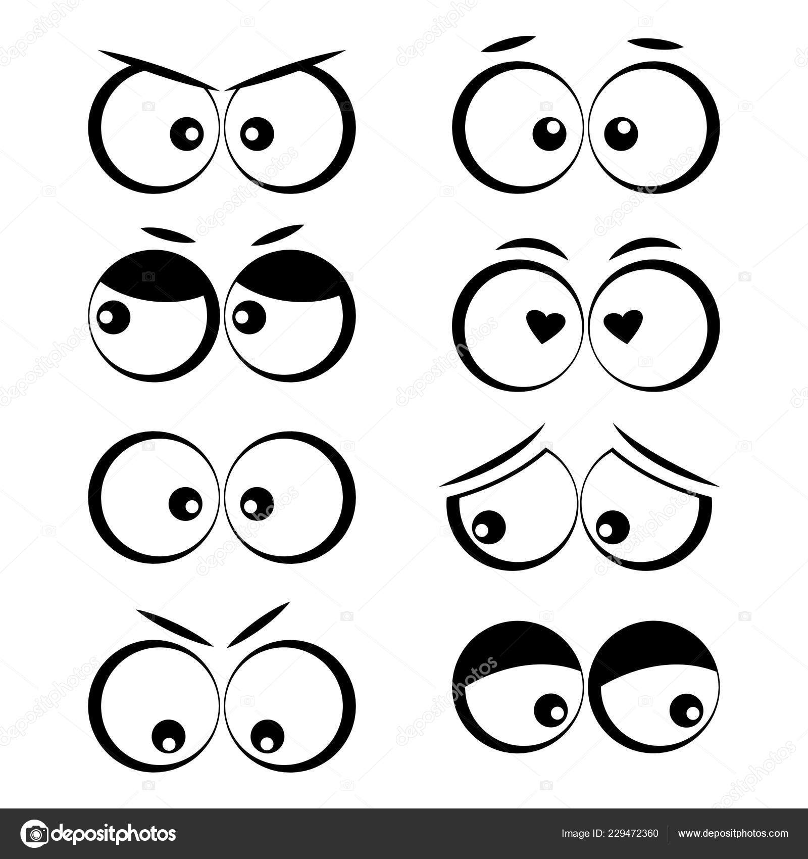 Collection Cartoon Eyes Different Emotions Vector Illustration ...