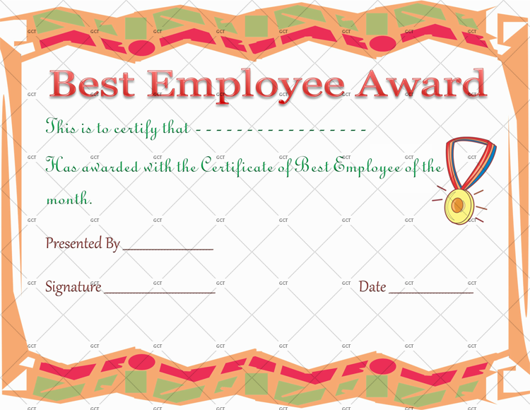 Best Employee Award Certificate Template - GCT