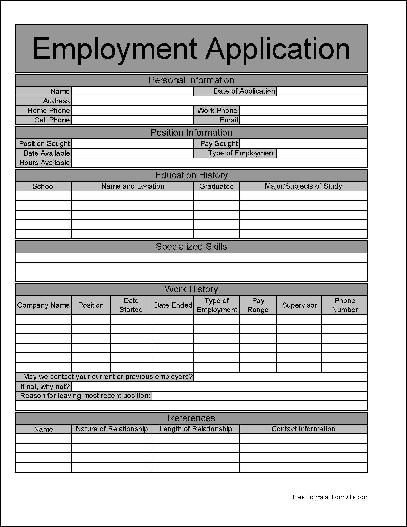 Free Basic Job Application from Formville