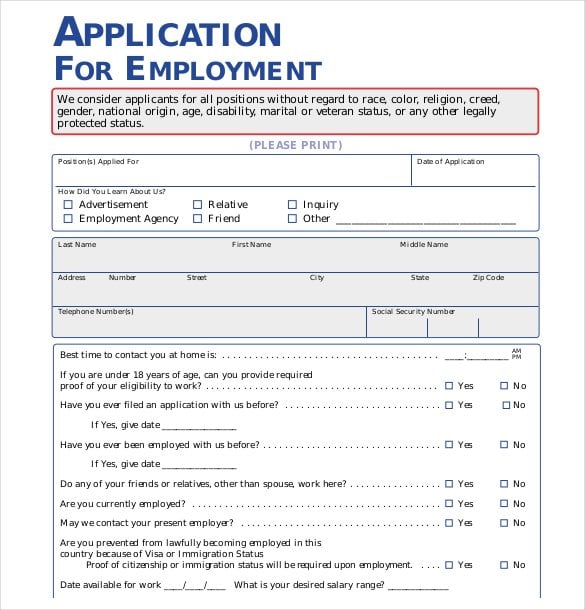 21+ Employment Application Templates - PDF, DOC