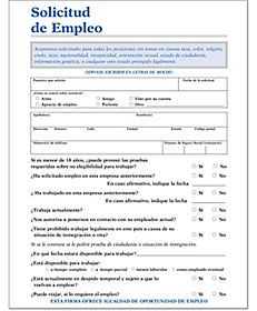printable employment application in spanish