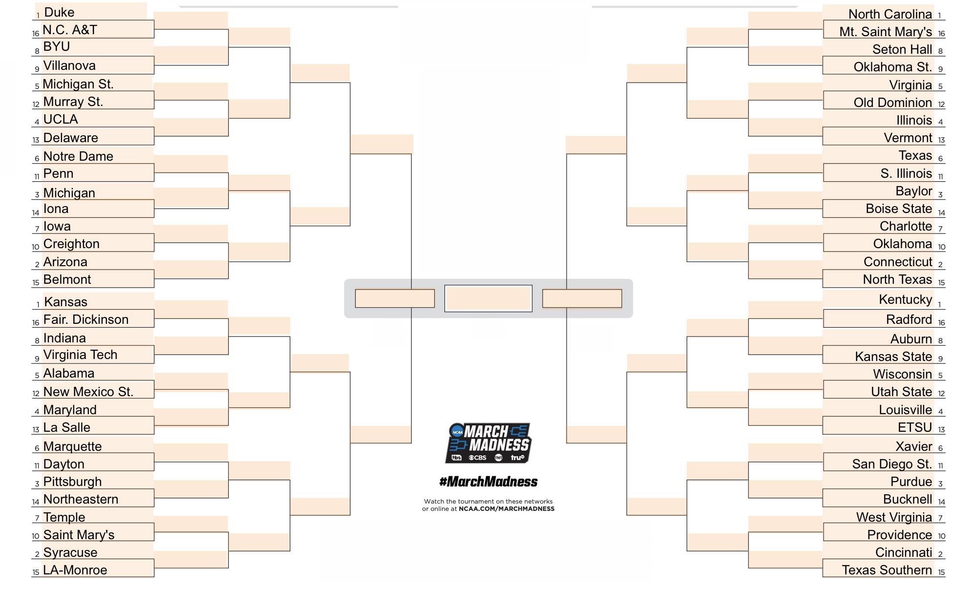 printable empty bracket 2017
