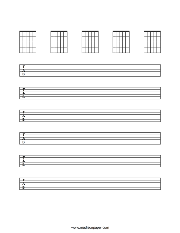 Blank Guitar Sheet Music - Madisons Paper Templates
