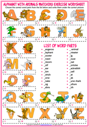 Alphabet ESL Vocabulary Worksheets
