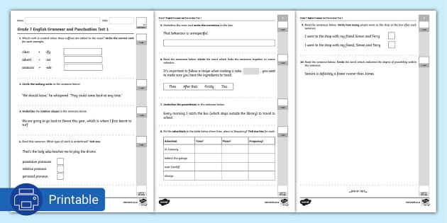 printable english grammar worksheet