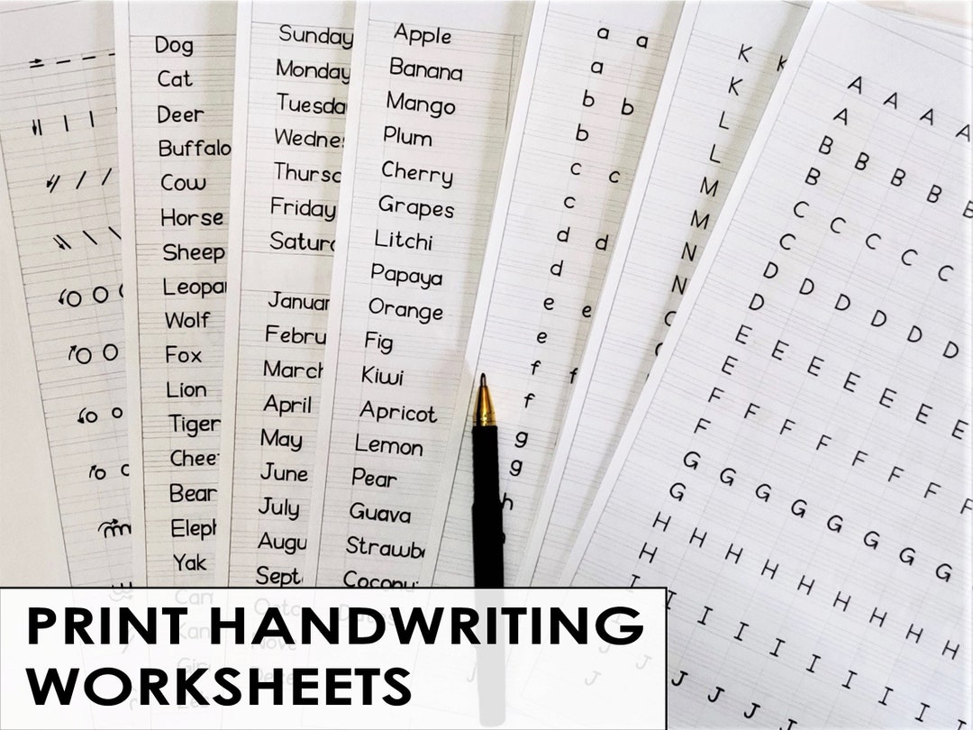 printable english handwriting worksheets