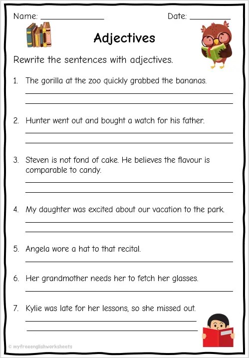 printable english worksheet for 4th grade