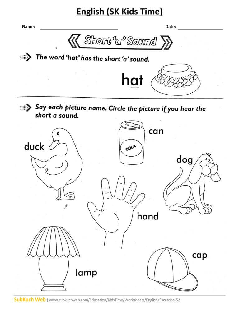 printable english worksheet for kindergarten