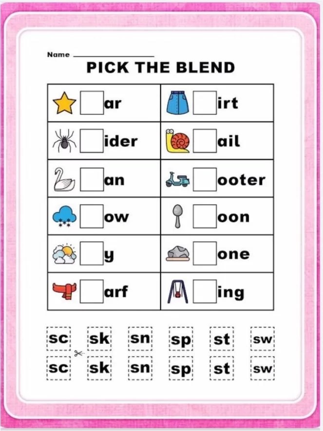 Free Printable English Worksheets for Grade 1 Kids