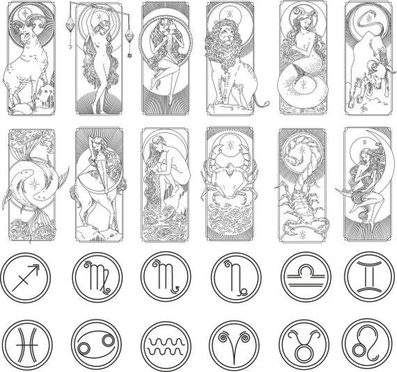 Zodiac Astrology Silhouette Illustration Special Design for Wall ...