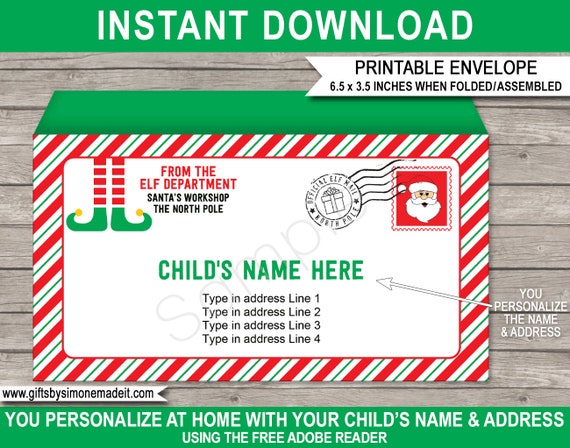 printable envelope addressed from santa