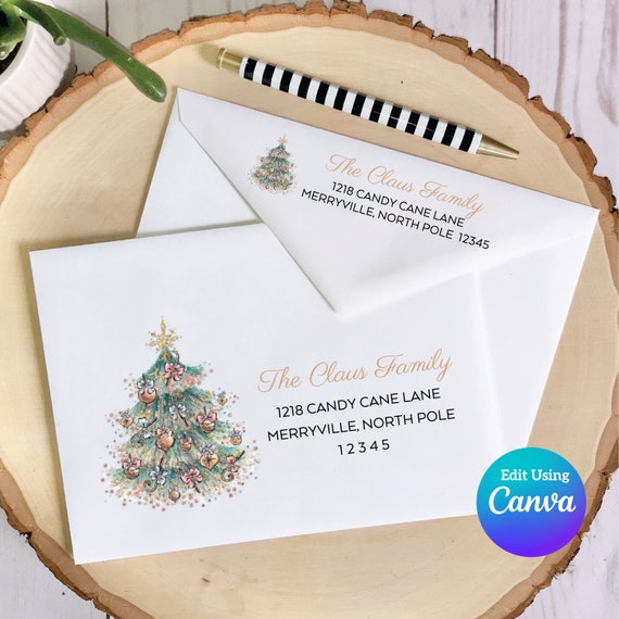Editable Christmas Envelope Wreath Envelope Template Envelope ...
