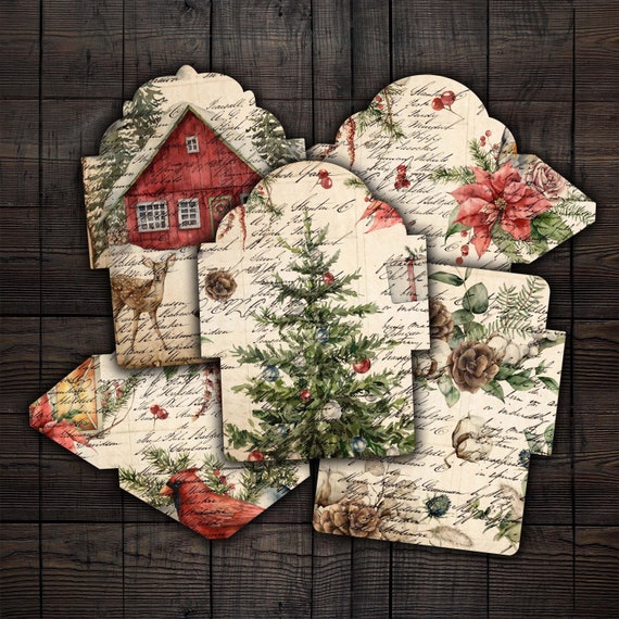 Printable Christmas Envelopes for Junk Journals, Scrapbooks, Paper ...