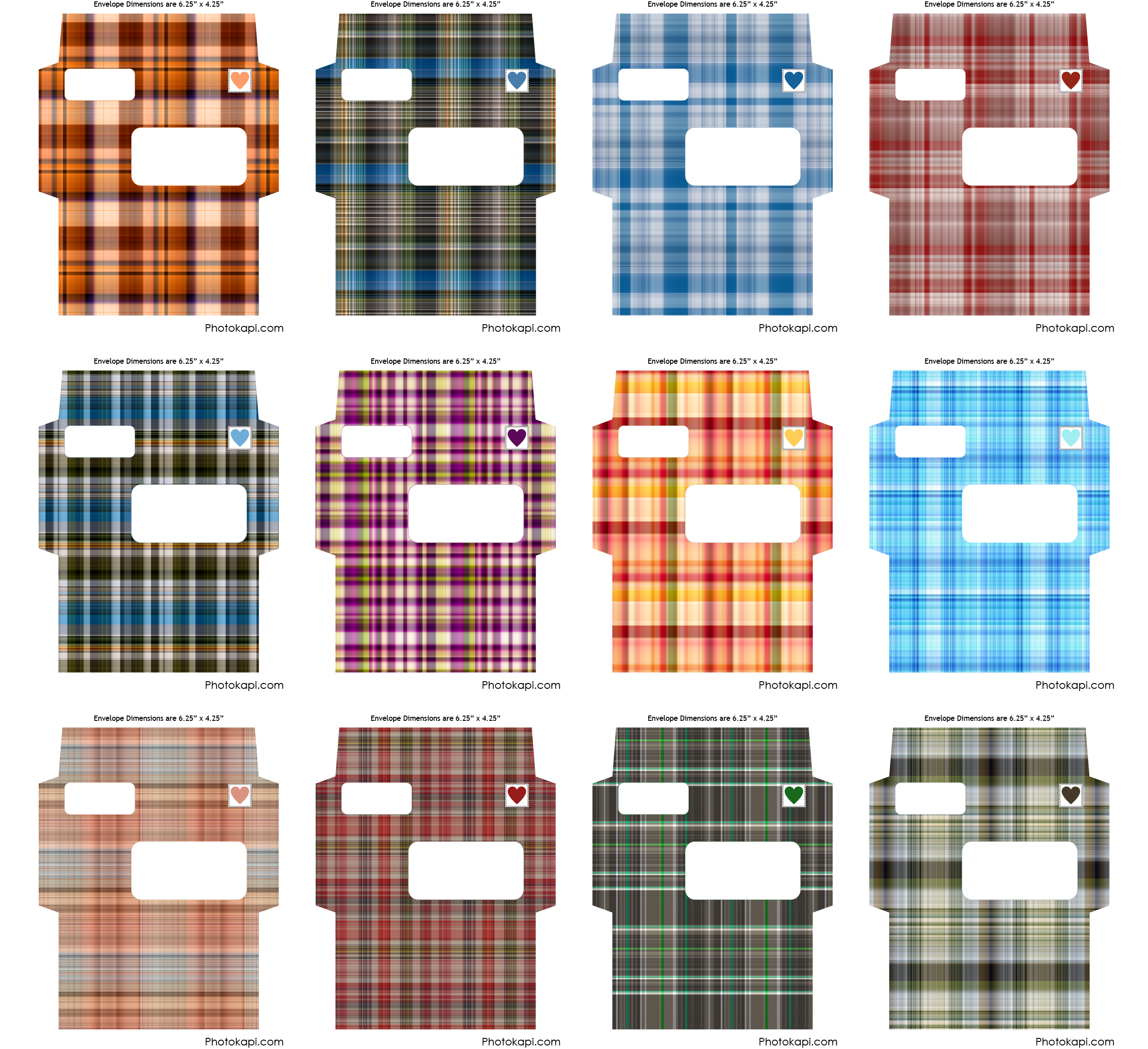 Plaid Envelopes (Free Printable) - Photokapi.com
