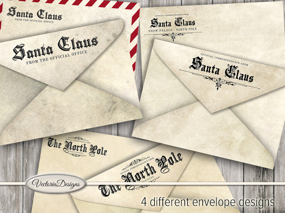 Christmas Money Envelope (from Santa) - red &  gold