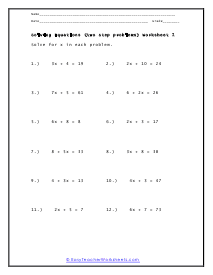 printable equation worksheet