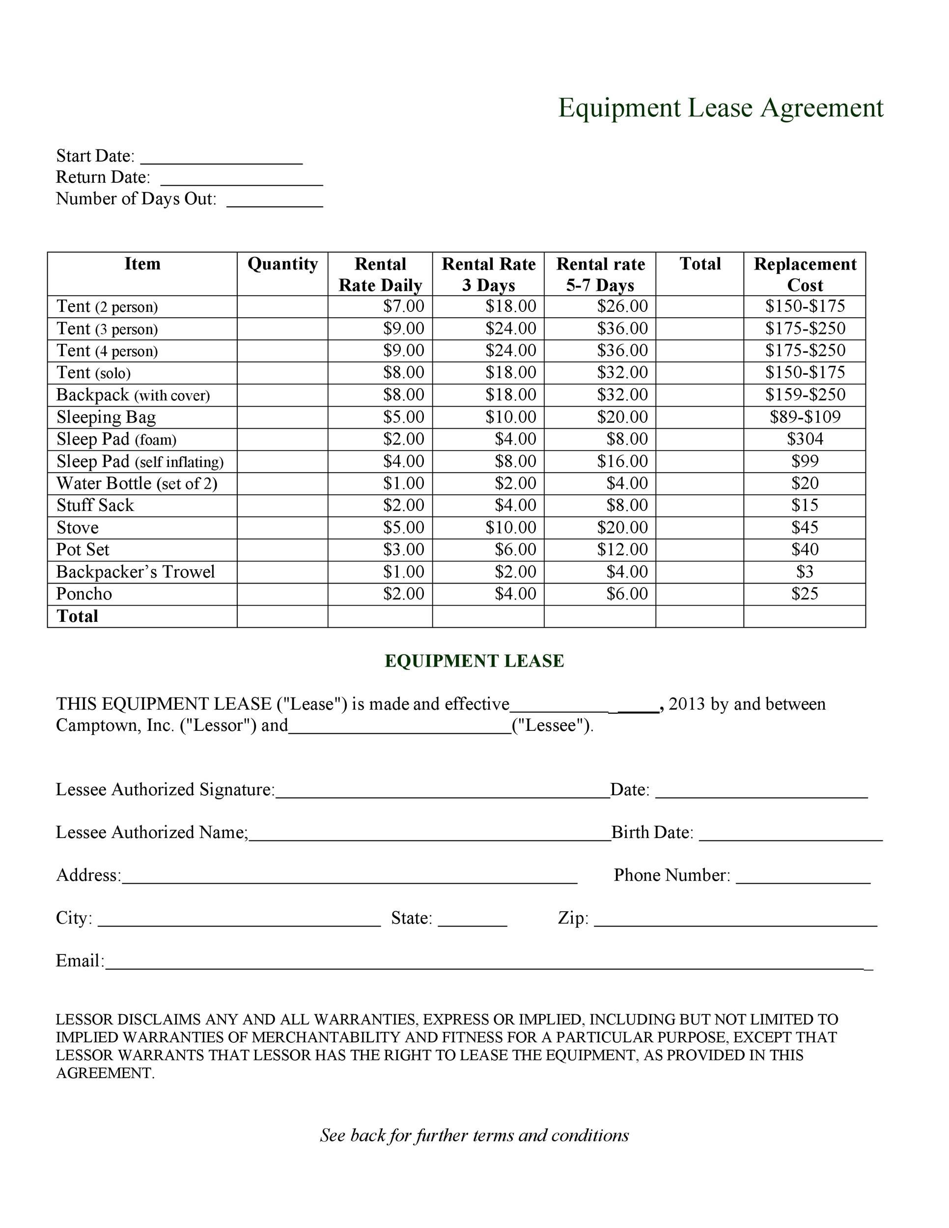 44 Simple Equipment Lease Agreement Templates [Word, PDF]