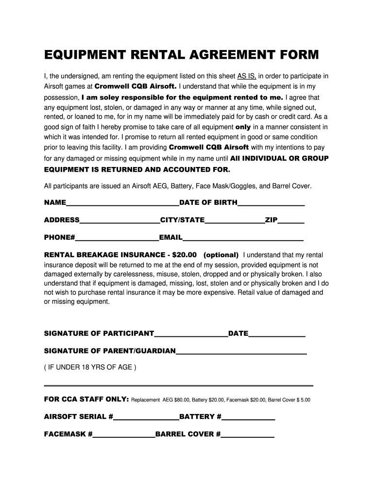 Medical Equipment Rental Agreement - Fill Online, Printable ...