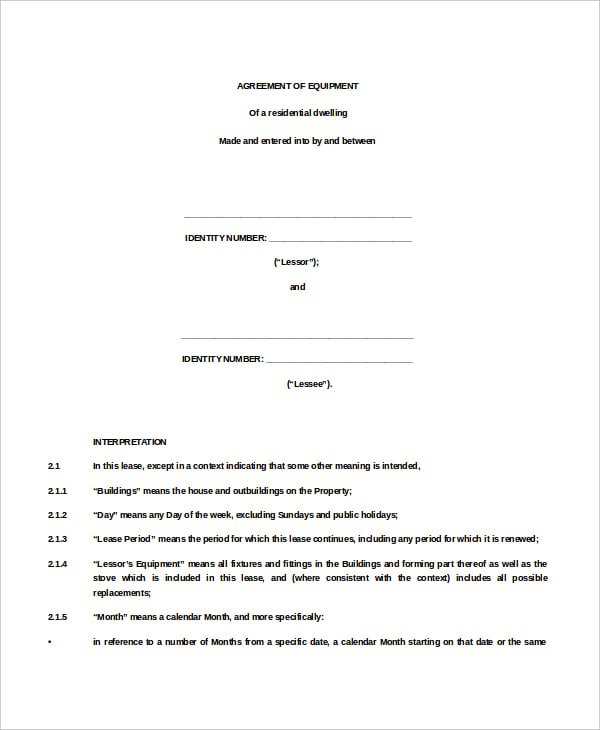 11+ Equipment Rental Agreement - DOC, PDF