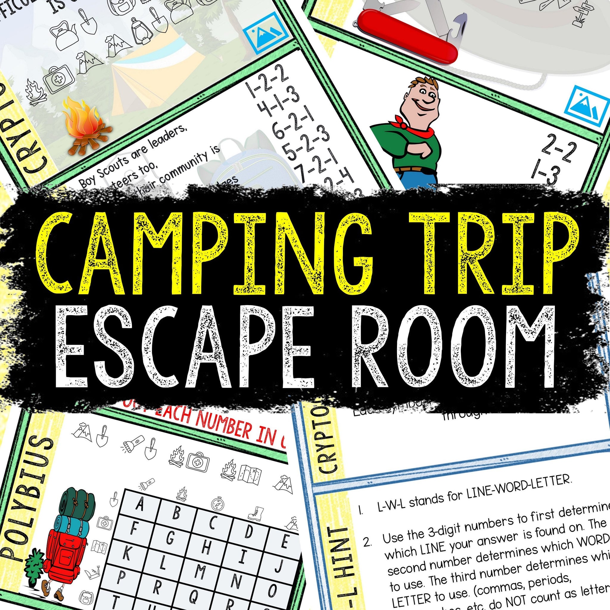 Escape Room for Kids - Printable Party Game - Camping Trip