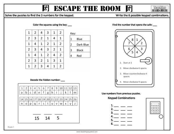 printable escape room game free
