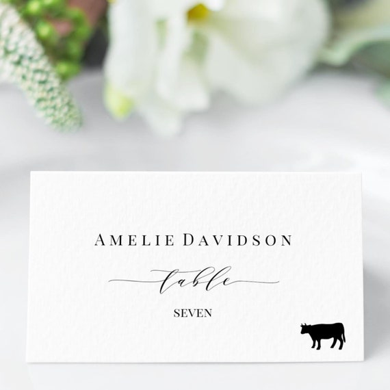 Place Card Template With Meal Icons, Editable Wedding Place Cards ...