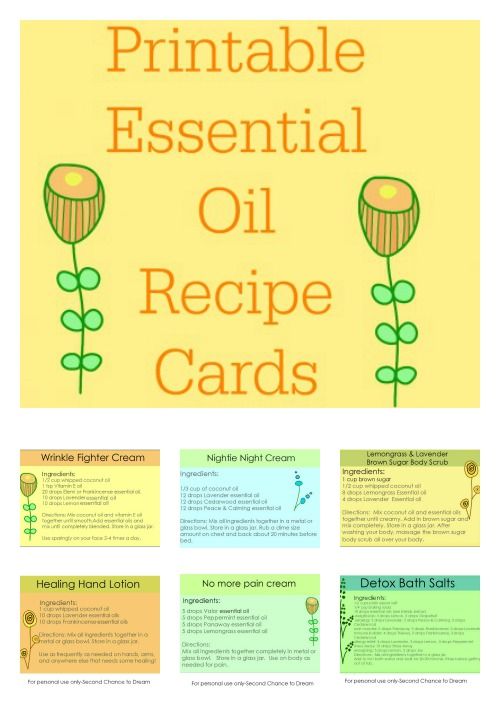 Printable Essential Oil Recipe Cards