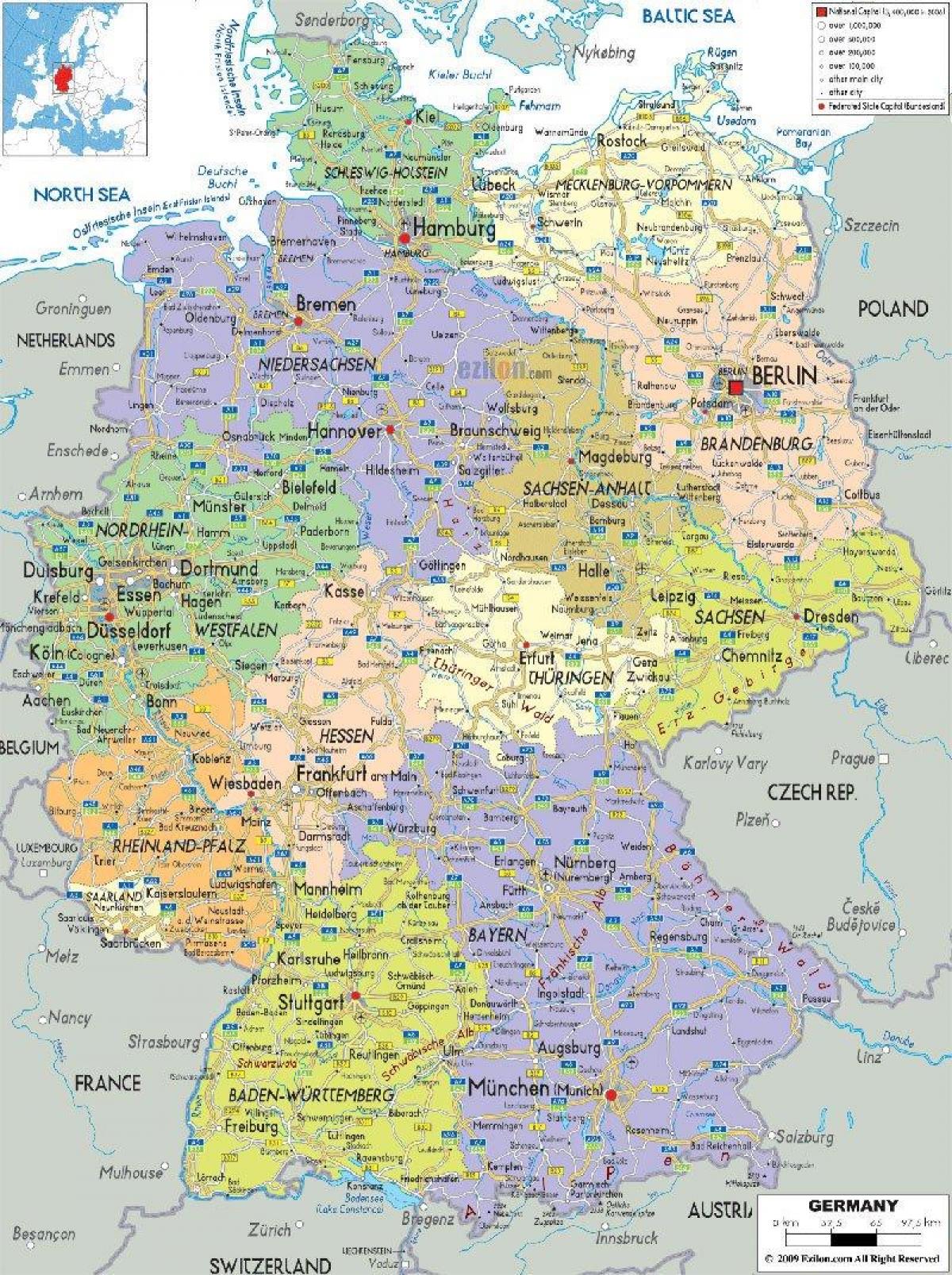 Germany road map - Road map of Germany with cities and towns ...