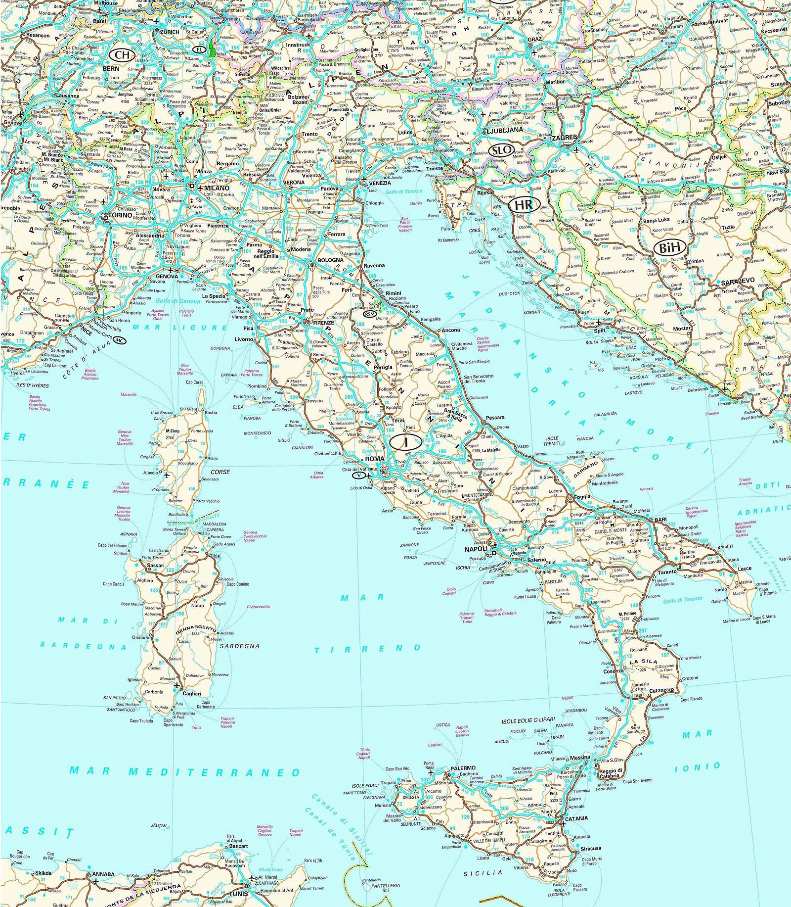 printable europe road map