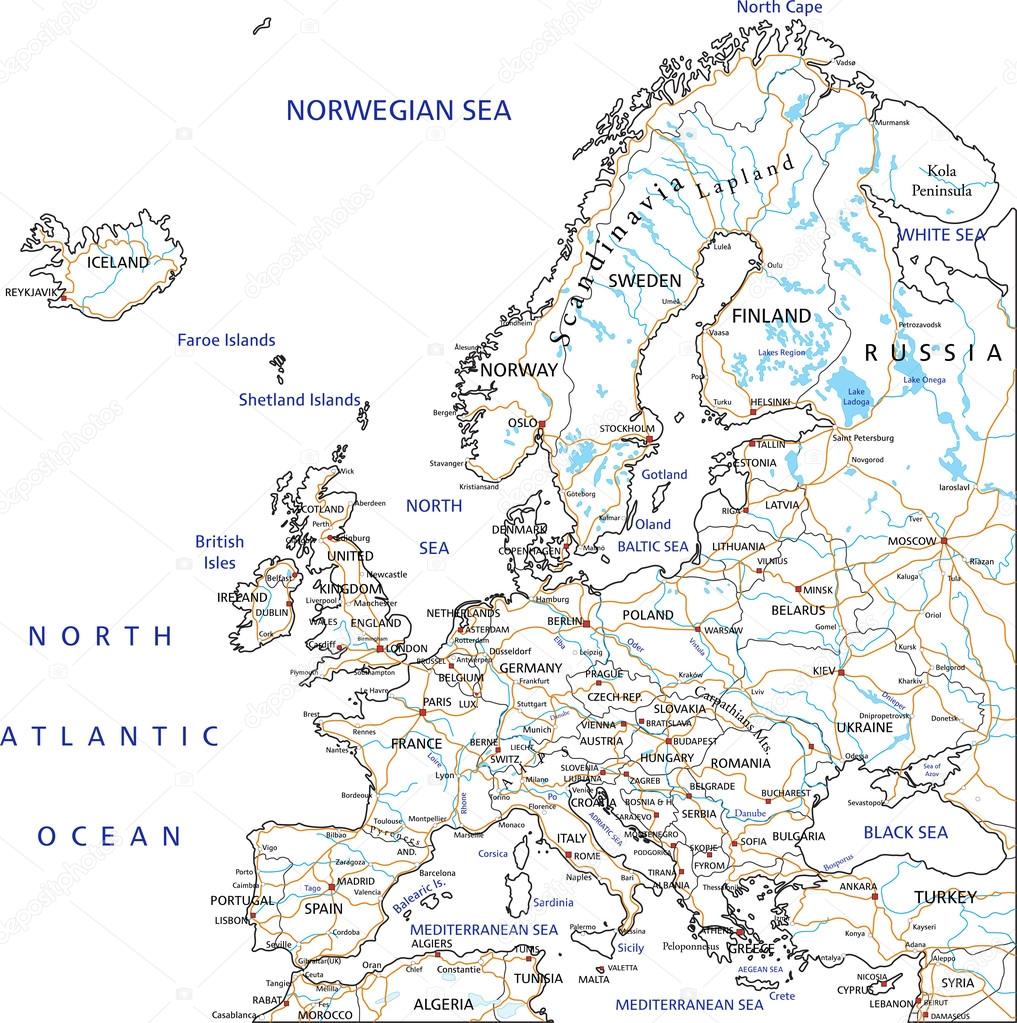 Europa Roadmap mit Beschriftung. Stock-Vektorbild von ©delpieroo ...