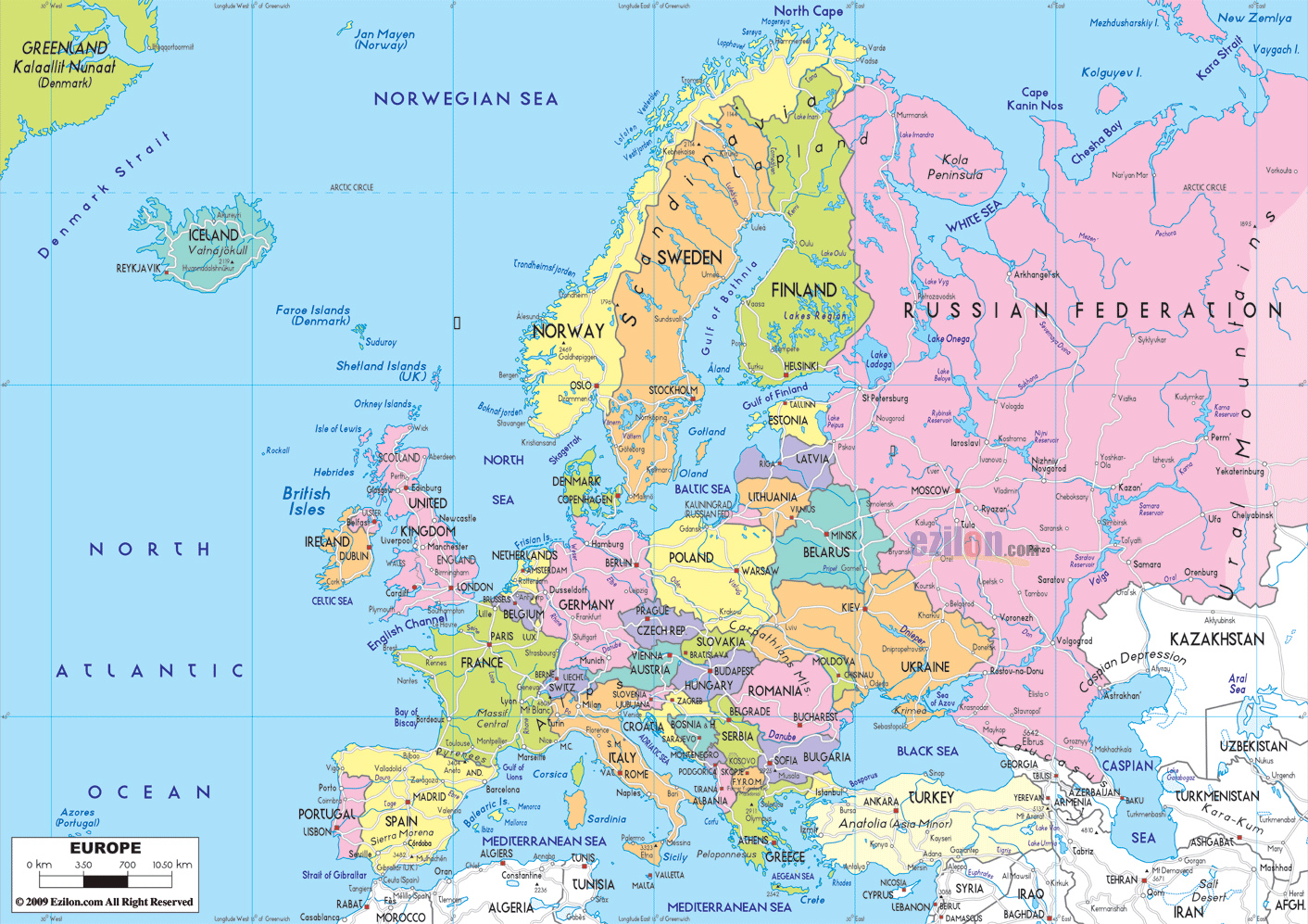 Maps of Europe | Map of Europe in English | Political ...
