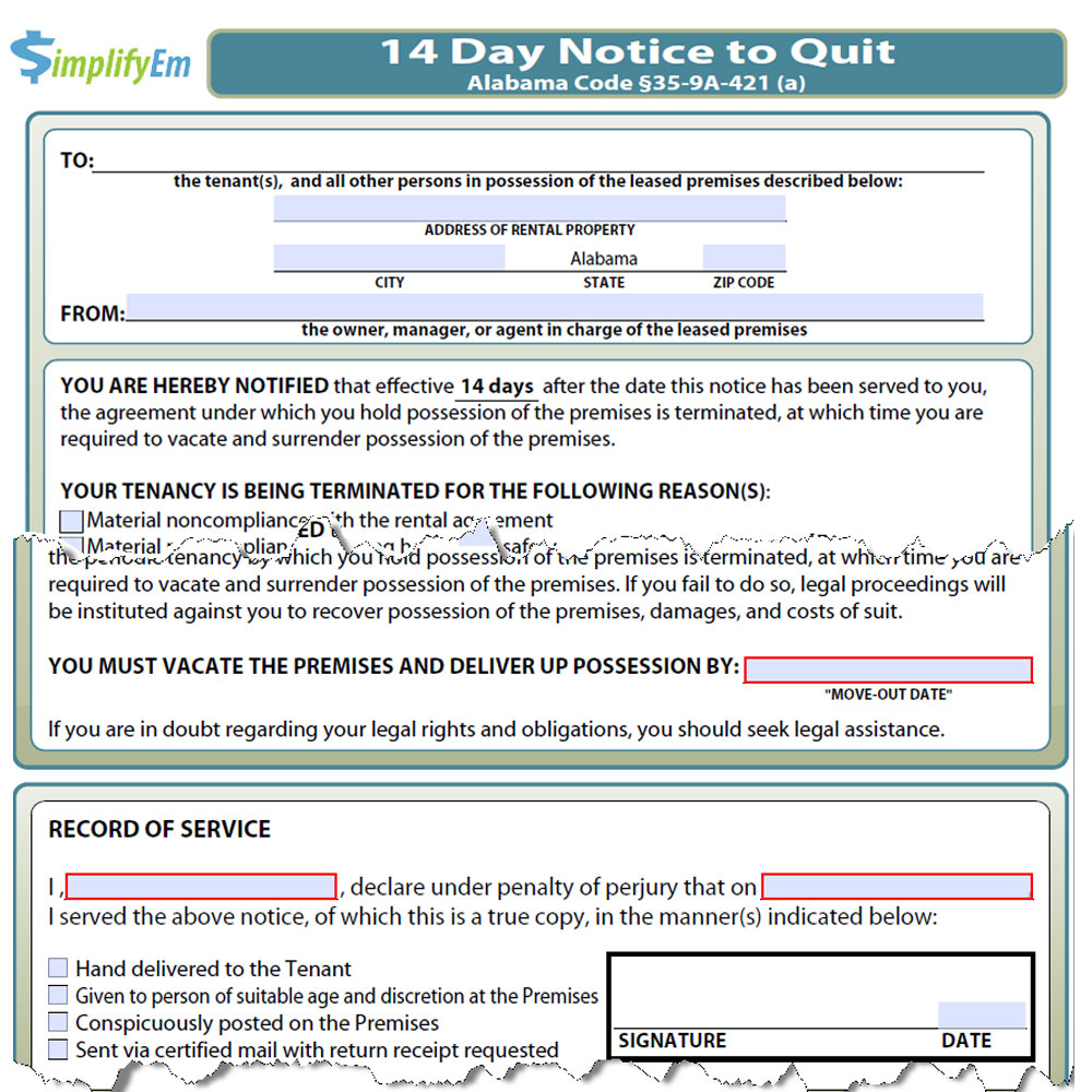 printable eviction notice alabama