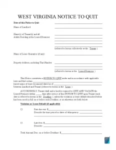 Free West Virginia Eviction Notice Forms | WA Notice to Quit ...