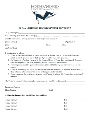 30 day notice to tenant pdf Forms and Templates - Fillable ...