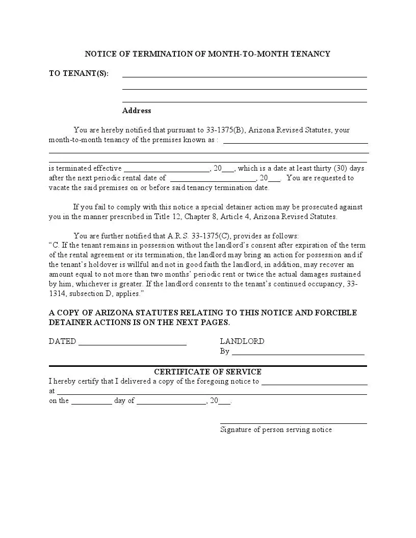printable eviction notice arizona