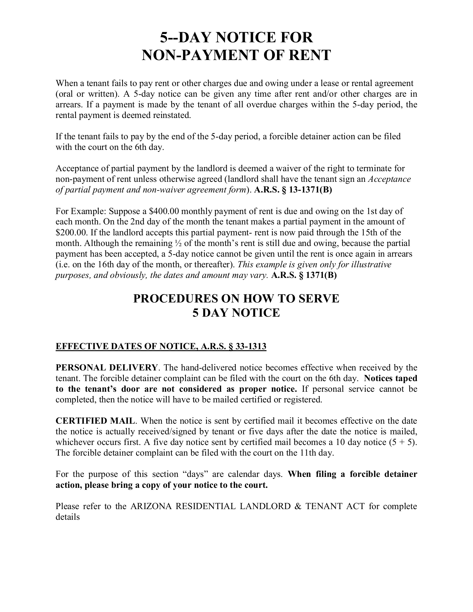 free-arizona-5-day-notice-to-pay-or-vacate-form-notice-to-quit-worksheets-library for Free Printable 5 Day Eviction Notice Free Arizona 5-Day Notice to Pay or Vacate Form - Notice to Quit ... - Worksheets Library for Free Printable 5 Day Eviction Notice