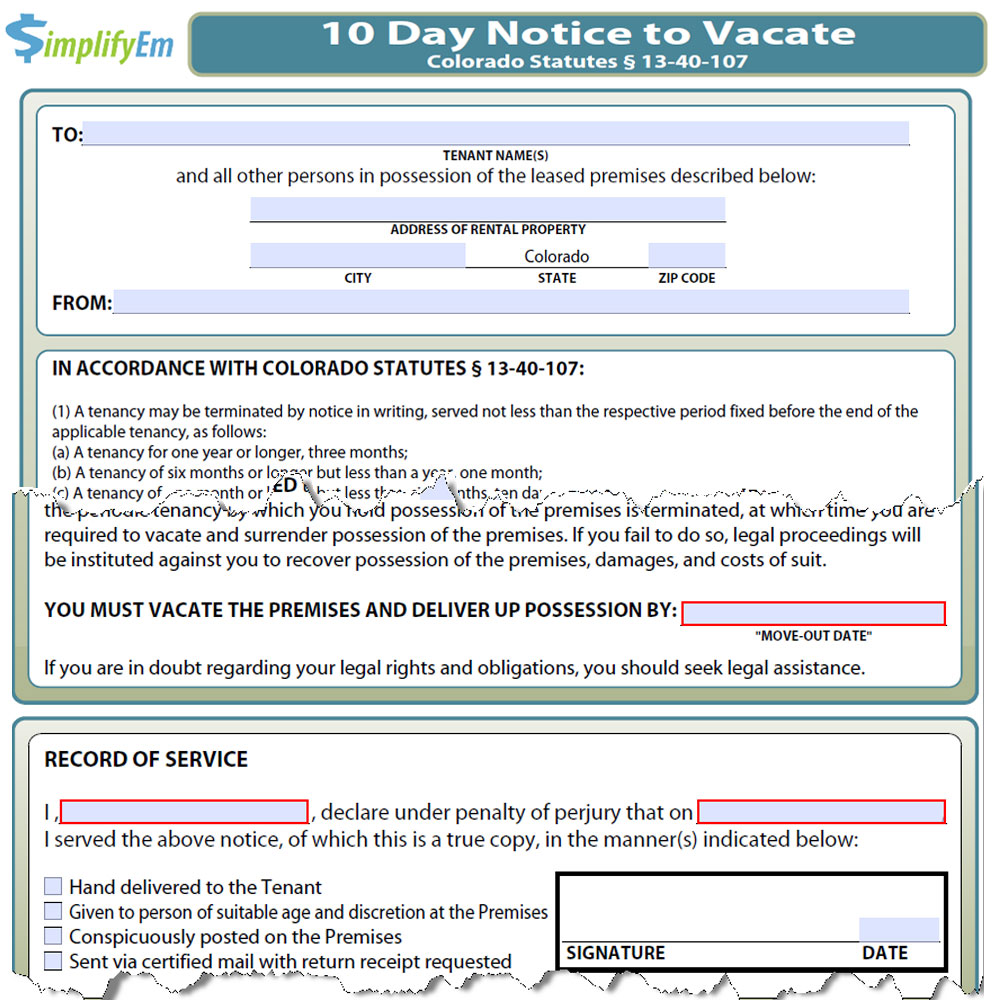 printable eviction notice colorado