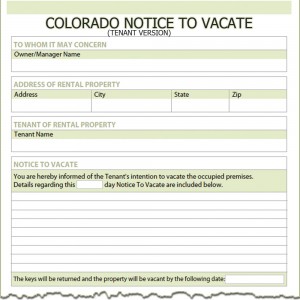 Colorado Tenant Notice to Vacate | SimplifyEm.com
