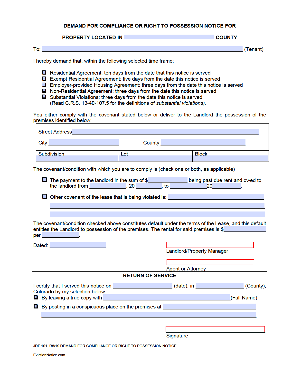 printable eviction notice colorado