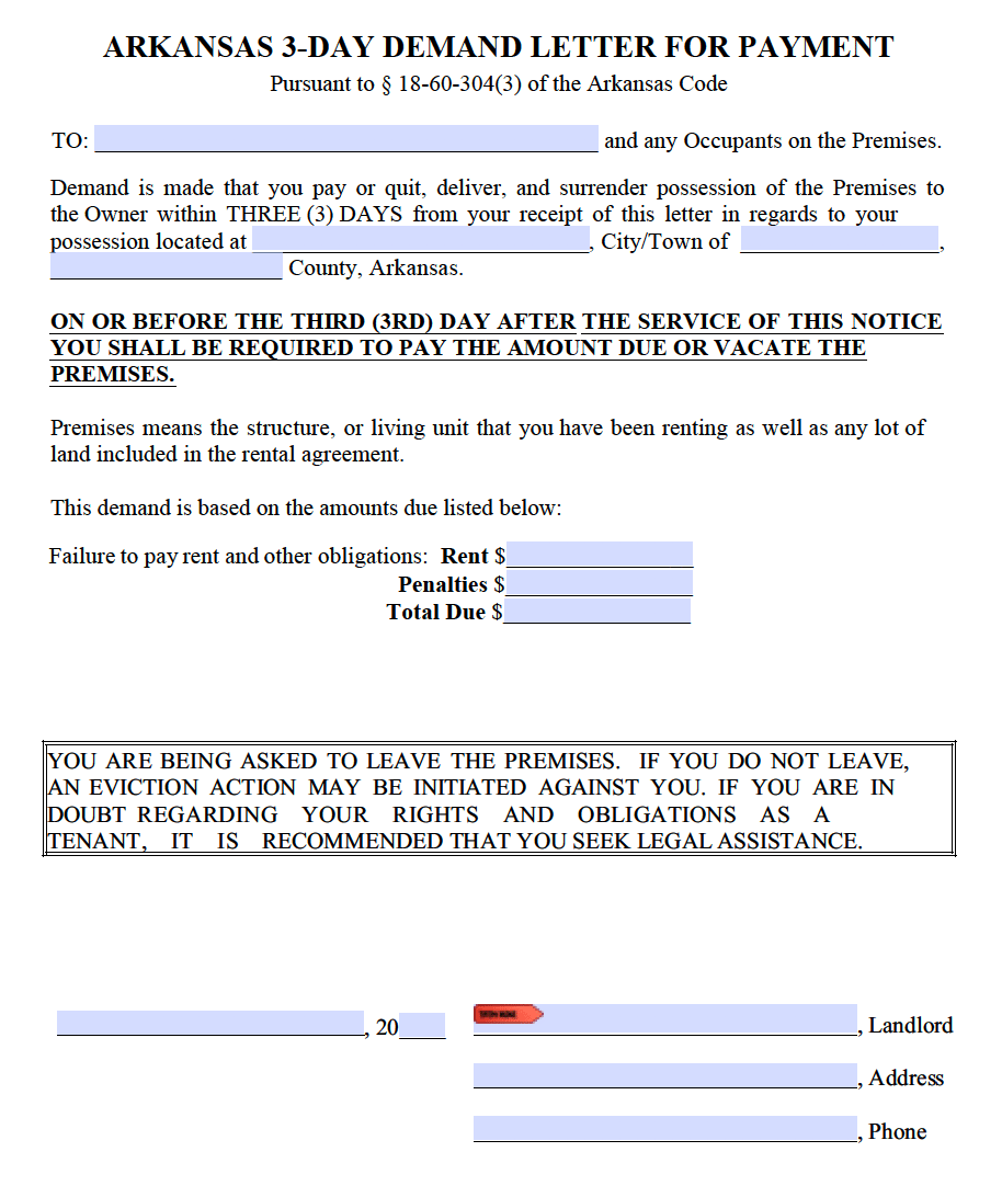 printable eviction notice for arkansas
