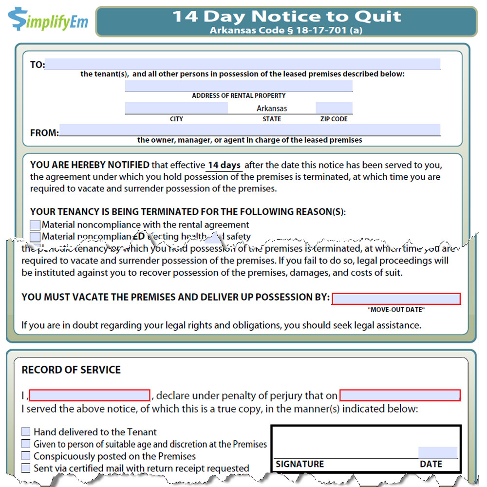 printable eviction notice for arkansas