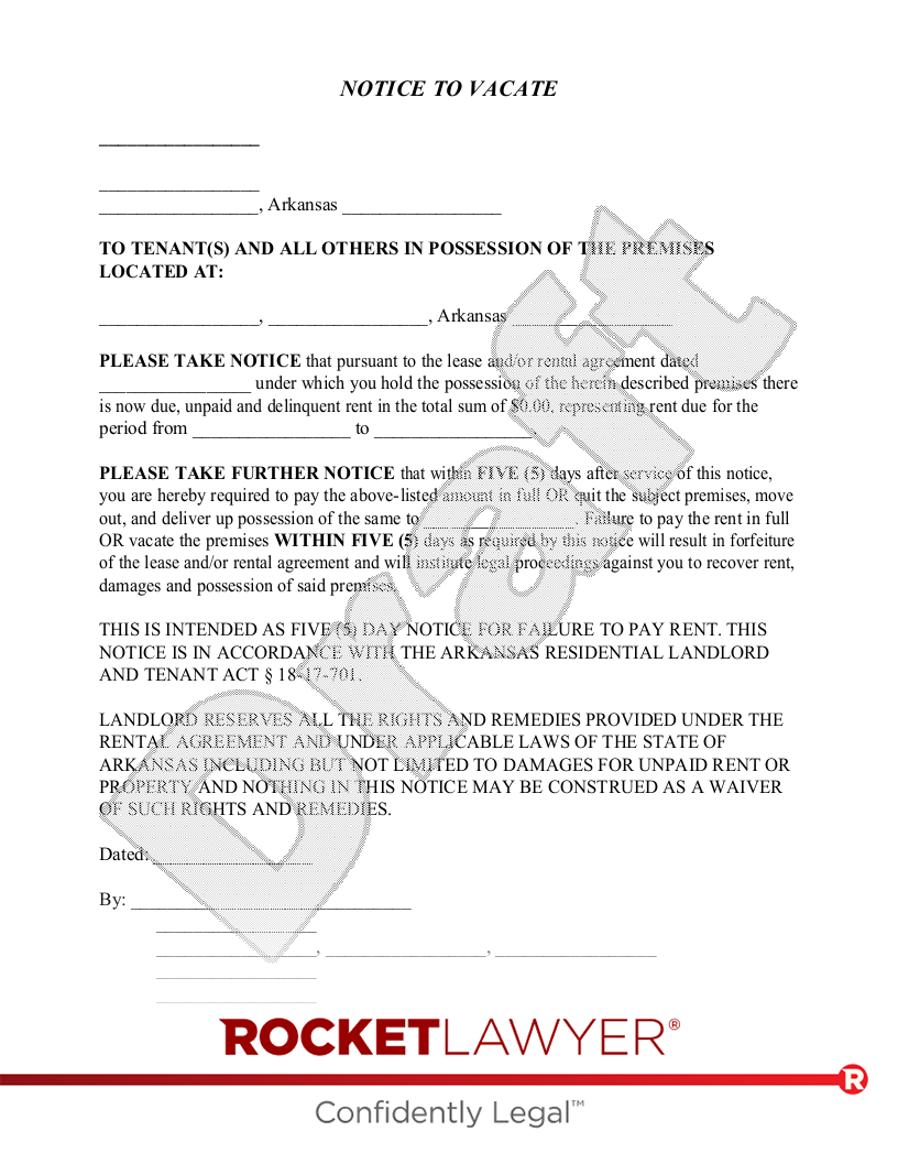 printable eviction notice for arkansas