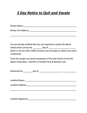 3 Day Notice To Quit And Vacate - Comal County Texas - Co Comal Tx ...