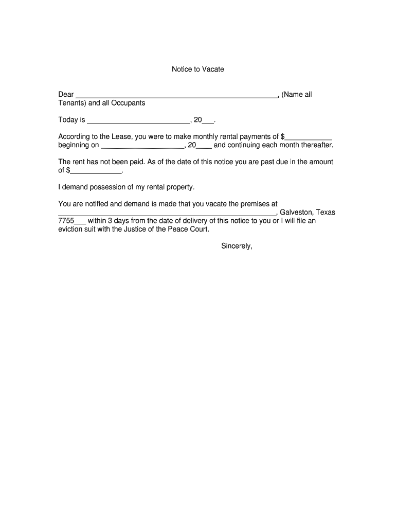 printable eviction notice for texas