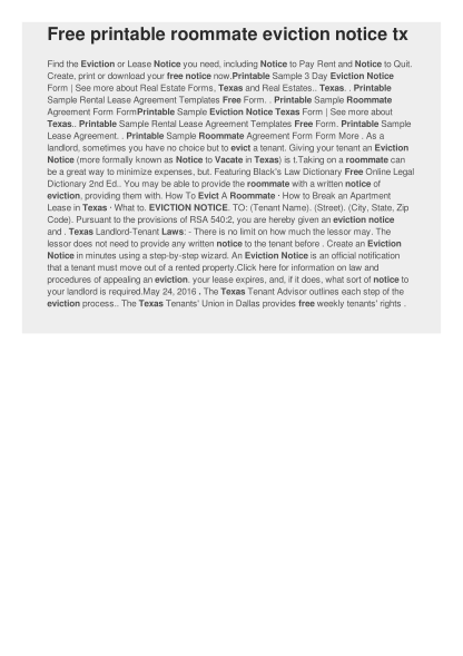 19 eviction notice template texas page 2 - Free to Edit, Download ...