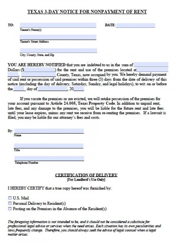 printable eviction notice for texas