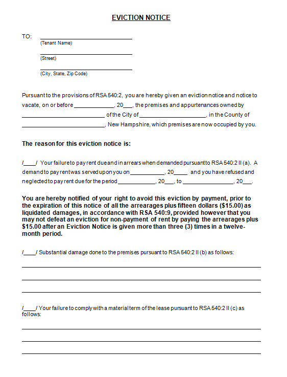 printable eviction notice free