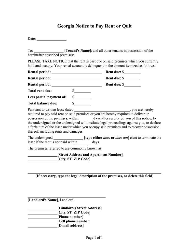 printable eviction notice georgia